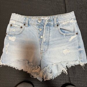 Zara distressed high waisted cropped denim short 00